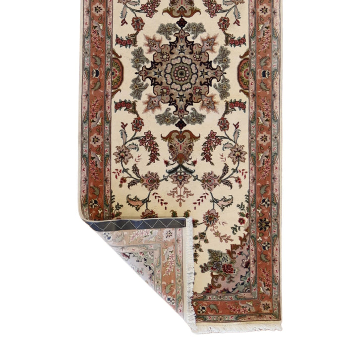 2' 9" x 6' 8" IVORY AND TAN TABRIZ FLORAL PERSIAN RUG