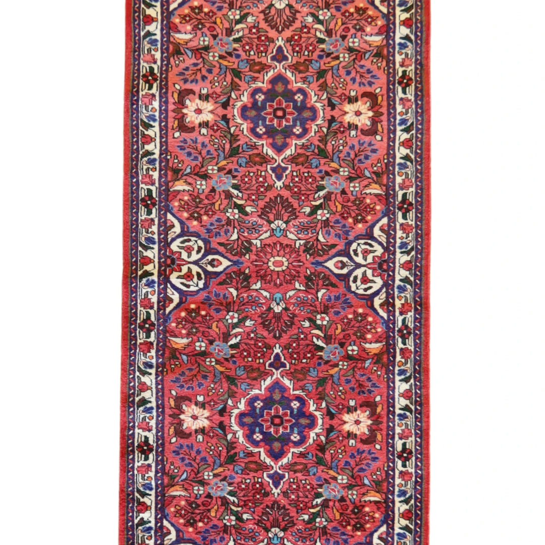 3' 0" x 12' 5" ROSE AND IVORY ROODBAR FLORAL PERSIAN RUG