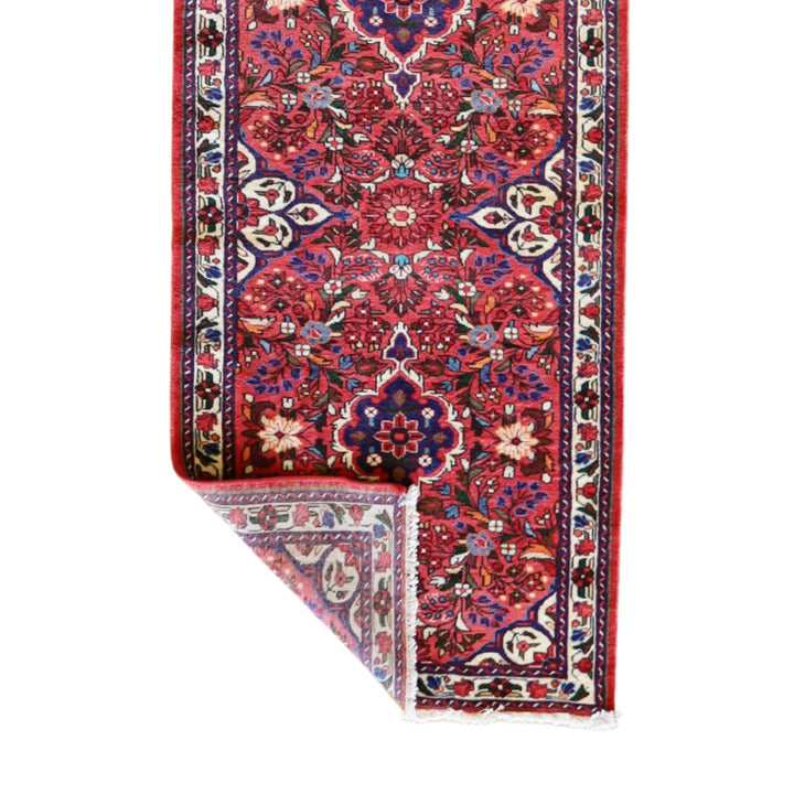 3' 0" x 12' 5" ROSE AND IVORY ROODBAR FLORAL PERSIAN RUG