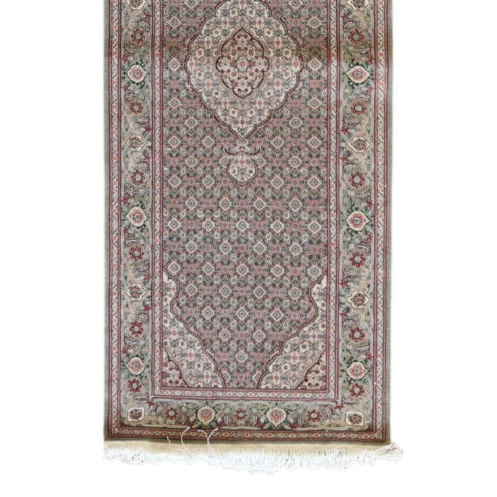2' 6" x 12' 0" GREEN AND GREEN TABRIZ FISH DESIGN CHINESE RUG