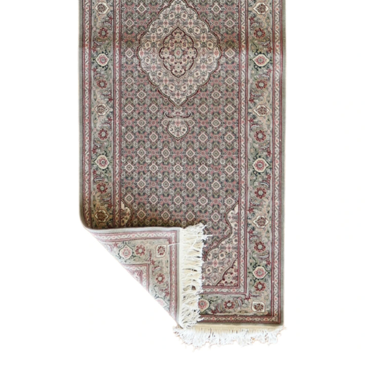 2' 6" x 12' 0" GREEN AND GREEN TABRIZ FISH DESIGN CHINESE RUG