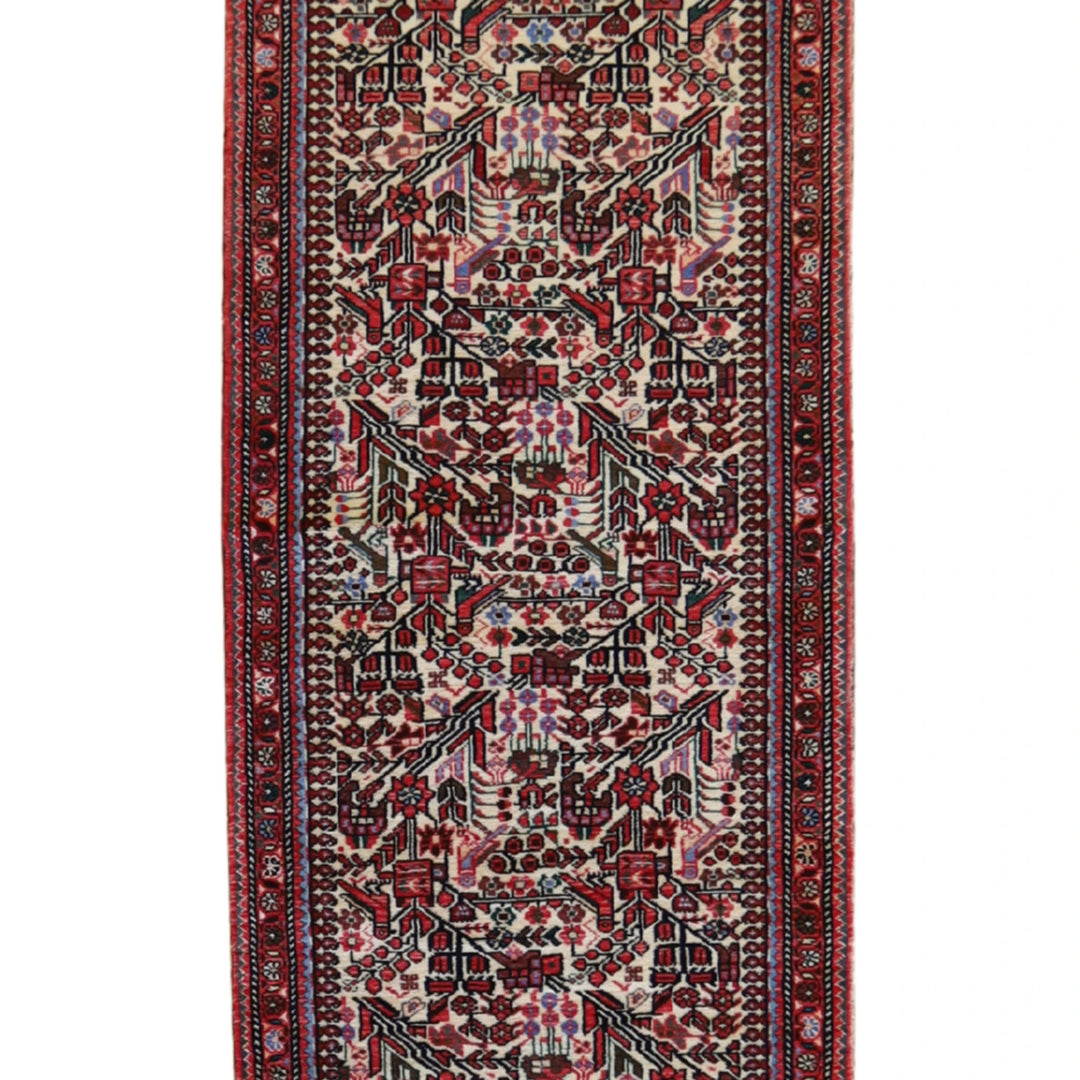 2' 8" x 9' 9" IVORY AND ROSE ROODBAR GEOMETRIC PERSIAN RUG