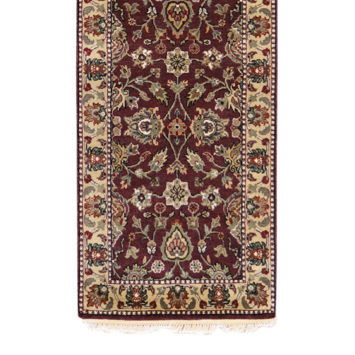 2' 6" x 8' 5" EGGPLANT AND BEIGE JAIPUR OLD-WORLD INDIAN RUG