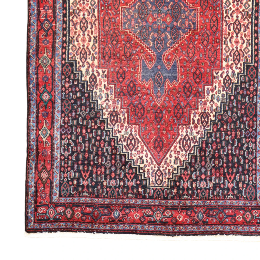 4'3" x 6'7" RED AND RED MASLAGHAN SEMIANTIQUE PERSIAN RUG
