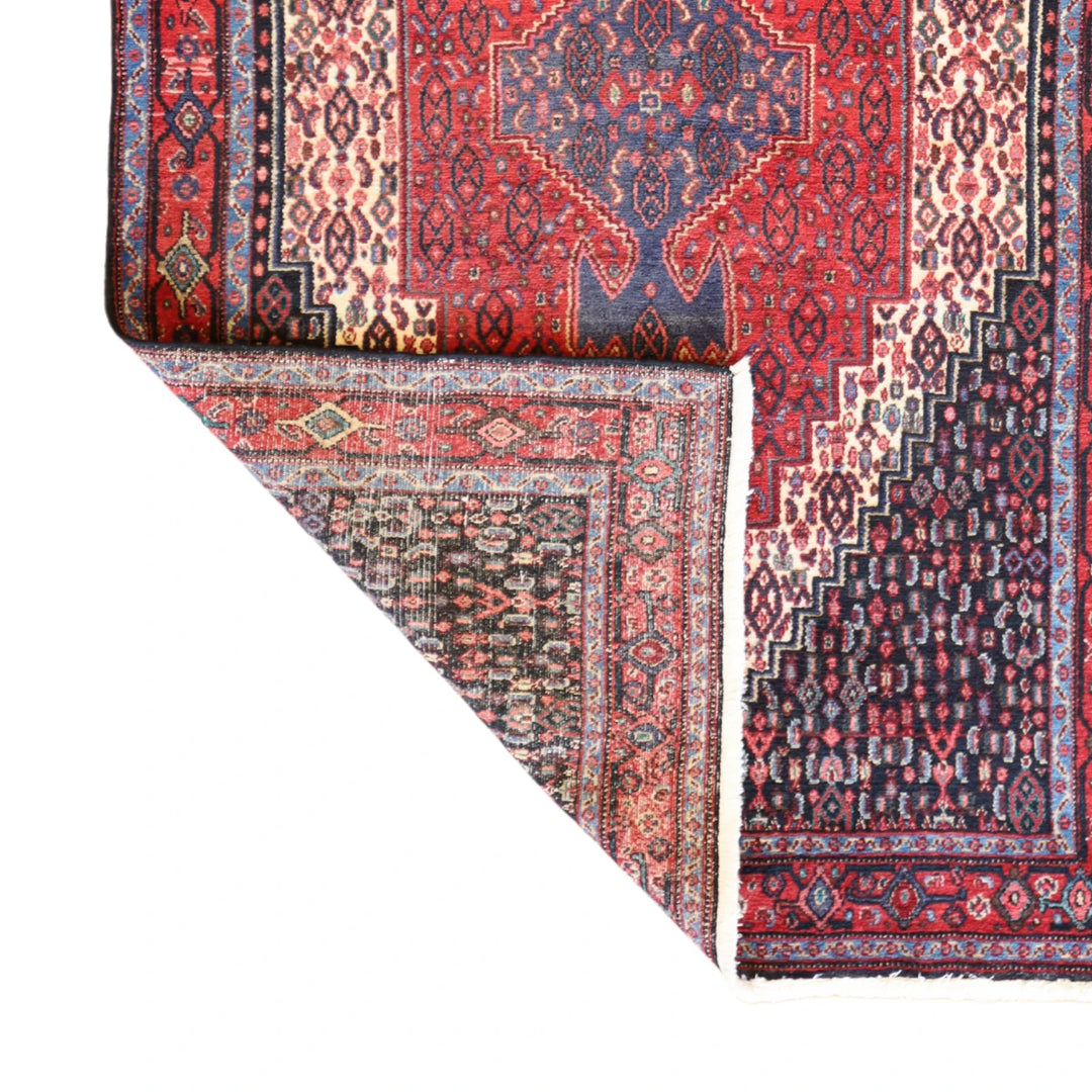 4'3" x 6'7" RED AND RED MASLAGHAN SEMIANTIQUE PERSIAN RUG