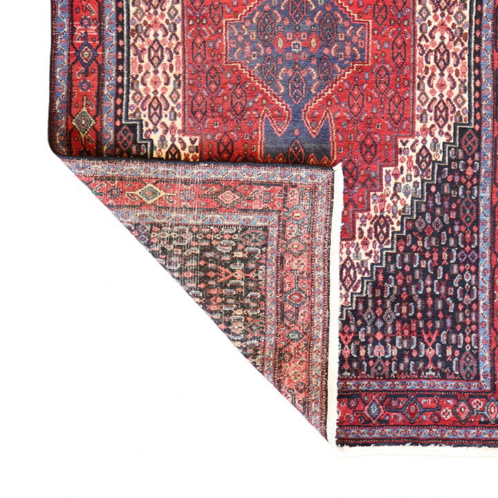 4'3" x 6'7" RED AND RED MASLAGHAN SEMIANTIQUE PERSIAN RUG