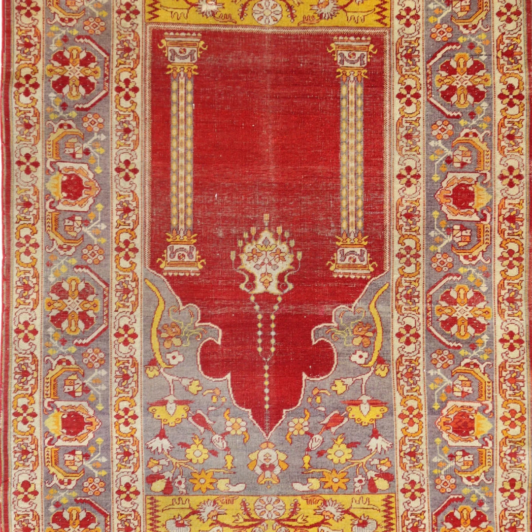 4'5" x 6'7" RED AND GRAY SIVAS ANTIQUE TURKISH RUG