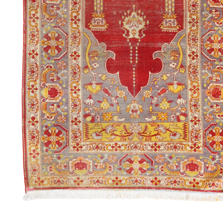 4'5" x 6'7" RED AND GRAY SIVAS ANTIQUE TURKISH RUG