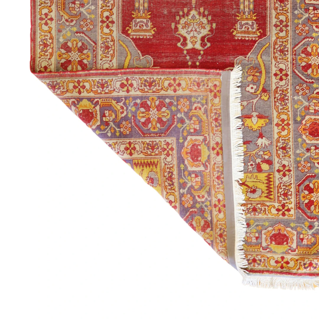 4'5" x 6'7" RED AND GRAY SIVAS ANTIQUE TURKISH RUG