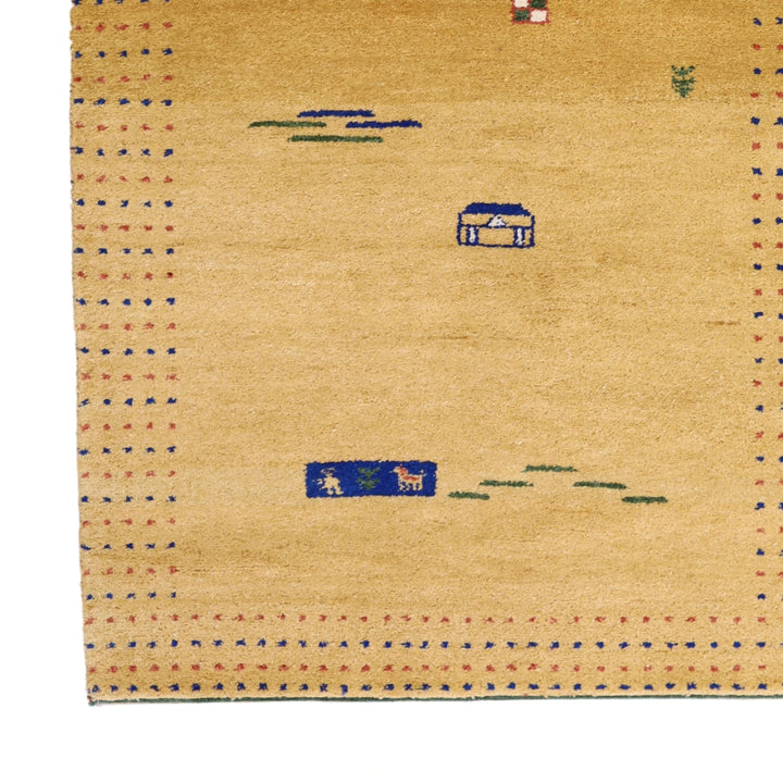 4'0" x 6'0" YELLOW AND YELLOW GABBEH MODERN INDIAN RUG