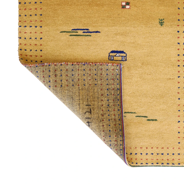 4'0" x 6'0" YELLOW AND YELLOW GABBEH MODERN INDIAN RUG