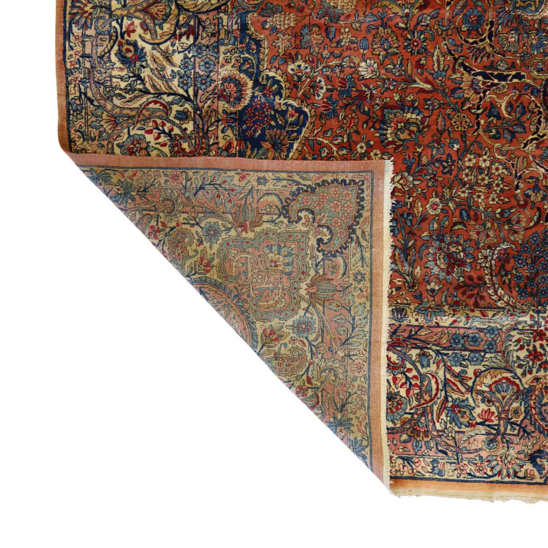 11'9" x 12'0" SALMON AND IVORY KERMAN ANTIQUE PERSIAN RUG