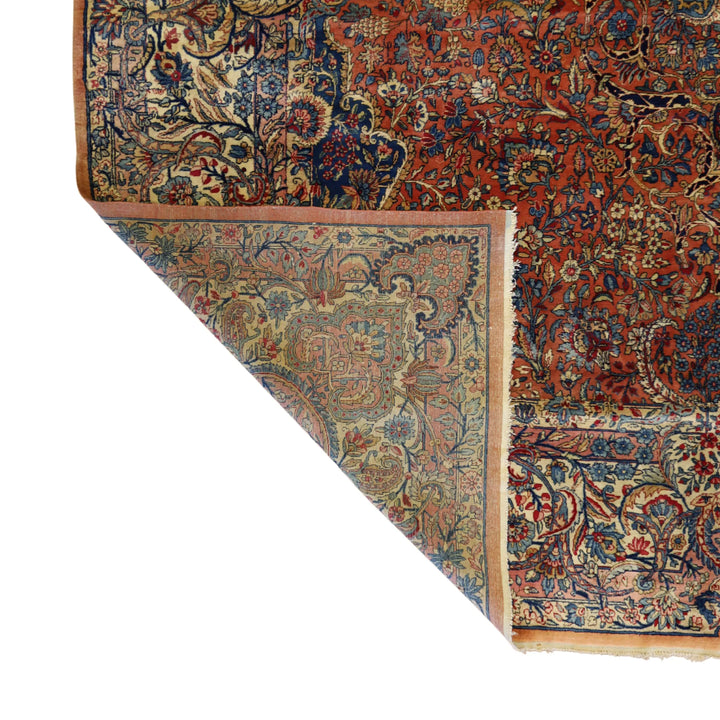 11'9" x 12'0" SALMON AND IVORY KERMAN ANTIQUE PERSIAN RUG