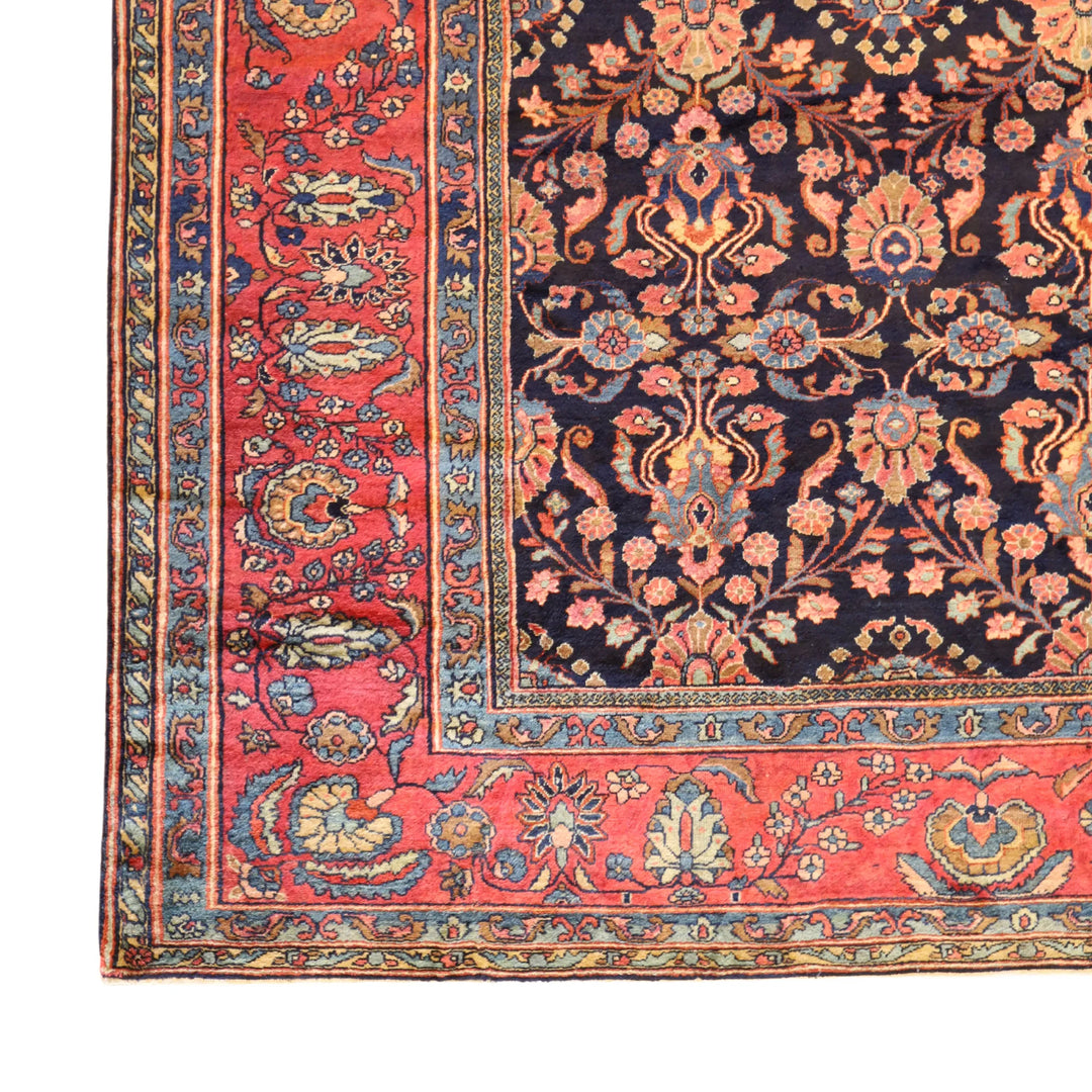 11'5" x 18'1" NAVY AND ROSE MESHKABAD ANTIQUE PERSIAN RUG