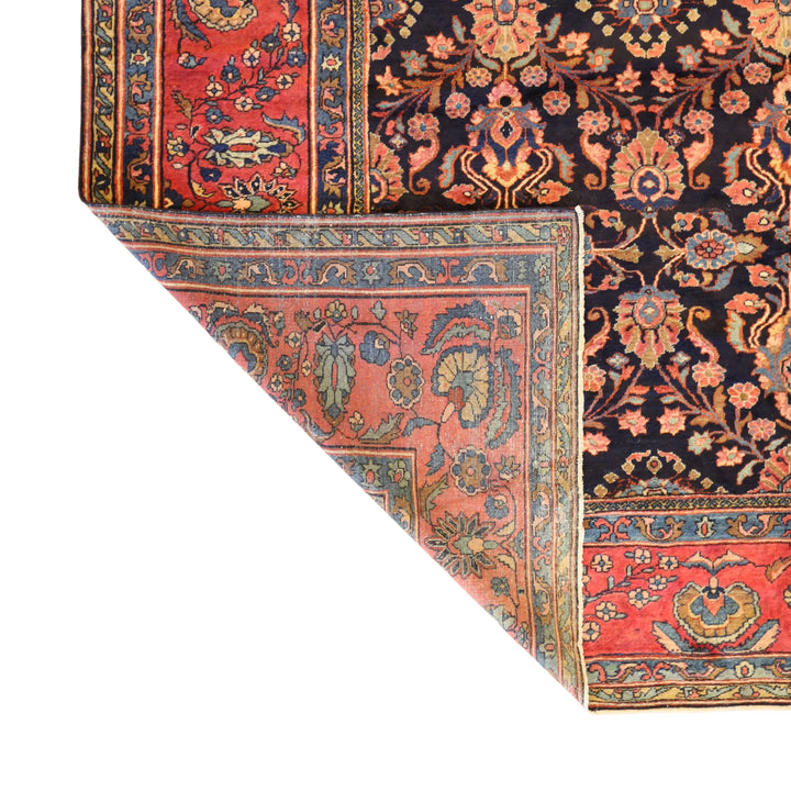 11'5" x 18'1" NAVY AND ROSE MESHKABAD ANTIQUE PERSIAN RUG