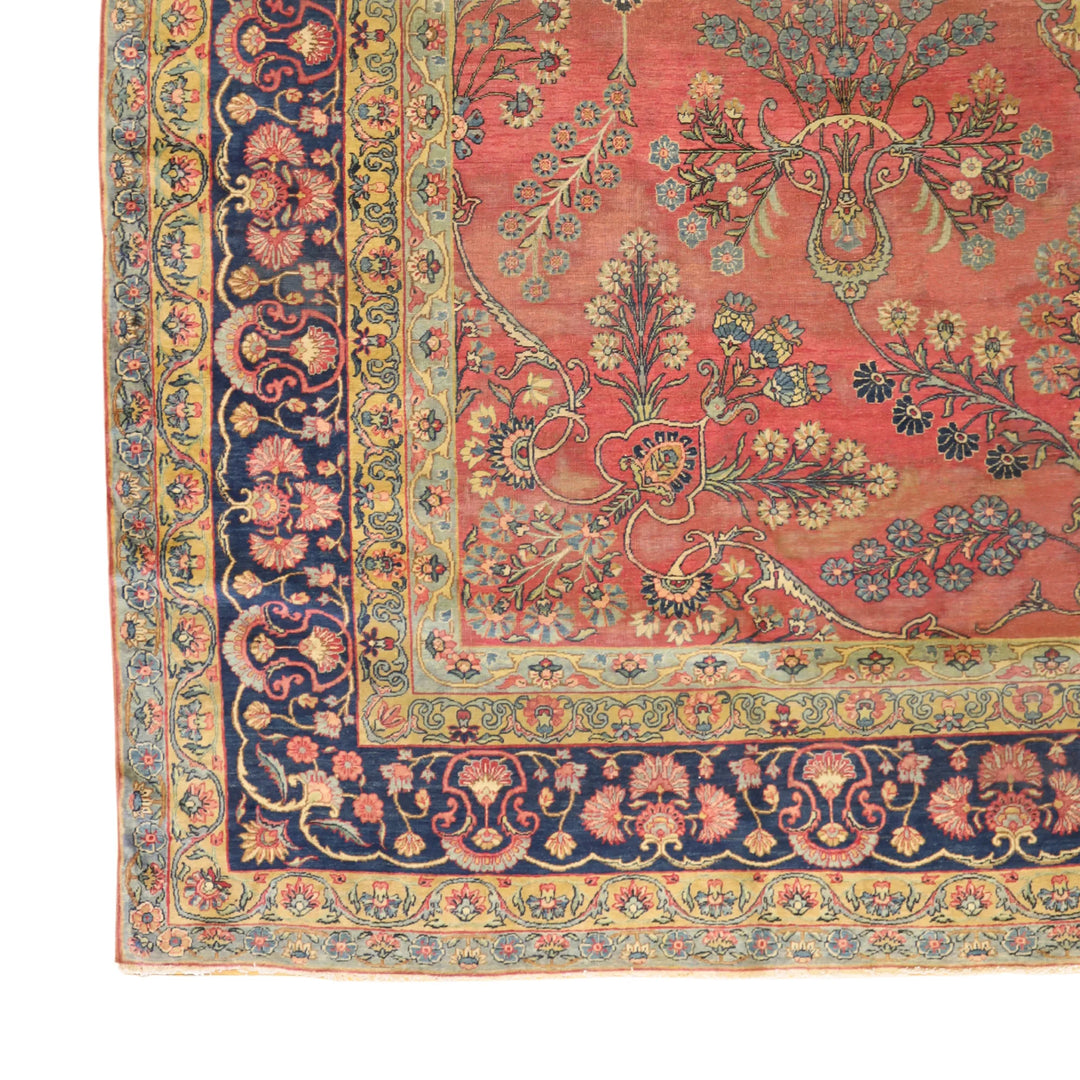 9'9" x 14'4" MAUVE AND NAVY KERMAN ANTIQUE PERSIAN RUG