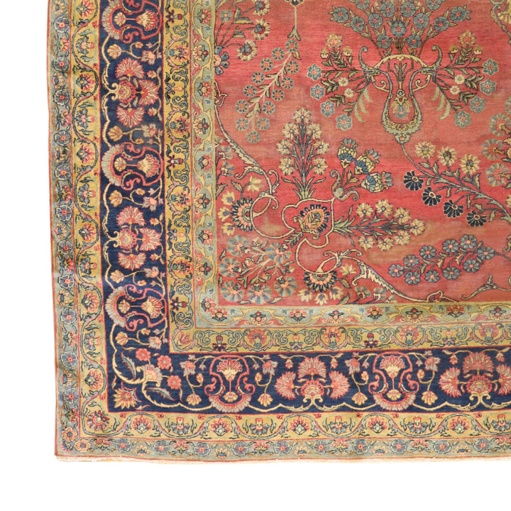 9'9" x 14'4" MAUVE AND NAVY KERMAN ANTIQUE PERSIAN RUG
