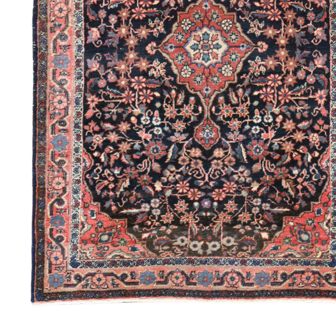 3'4" x 5'1" NAVY AND ROSE BIJAR ANTIQUE PERSIAN RUG