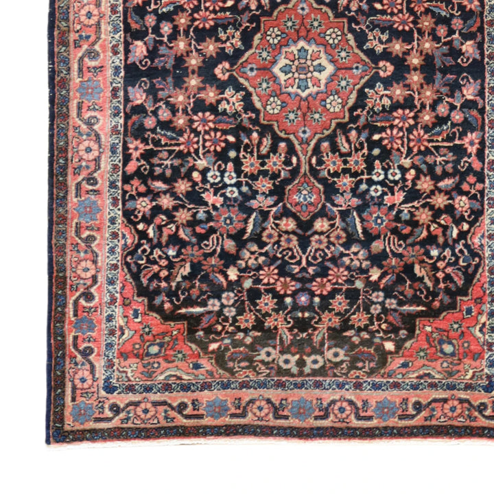 3'4" x 5'1" NAVY AND ROSE BIJAR ANTIQUE PERSIAN RUG