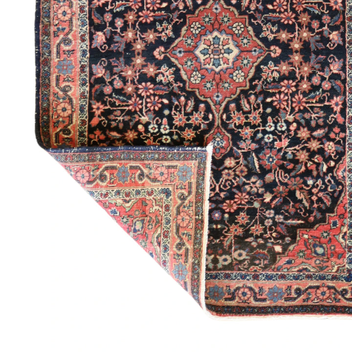 3'4" x 5'1" NAVY AND ROSE BIJAR ANTIQUE PERSIAN RUG