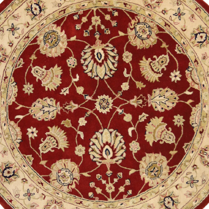 6'0" x 6'0" RED AND IVORY JAIPUR OLD-WORLD INDIAN RUG