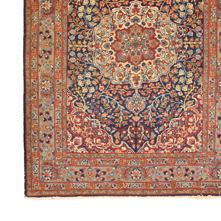 4'8" x 6'2" NAVY AND BLUE TABRIZ ANTIQUE PERSIAN RUG