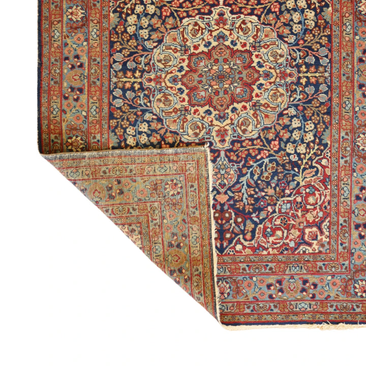 4'8" x 6'2" NAVY AND BLUE TABRIZ ANTIQUE PERSIAN RUG