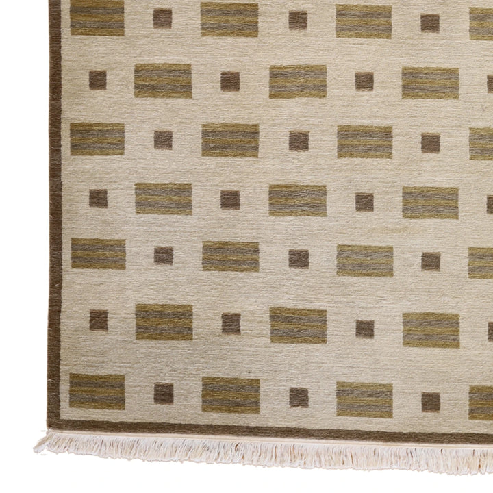 4'0" x 5'7" TAN AND BROWN MODERN NEPALESE RUG