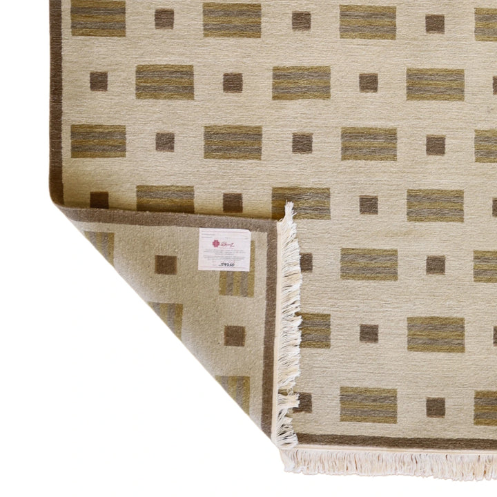 4'0" x 5'7" TAN AND BROWN MODERN NEPALESE RUG