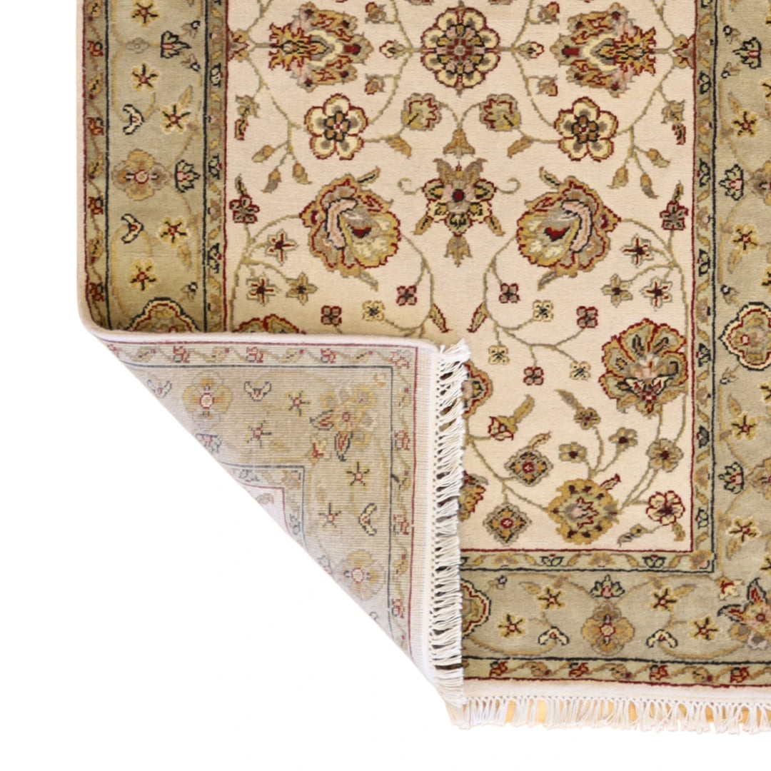 3'1" x 5'2" IVORY AND GOLD JAIPUR FLORAL INDIAN RUG