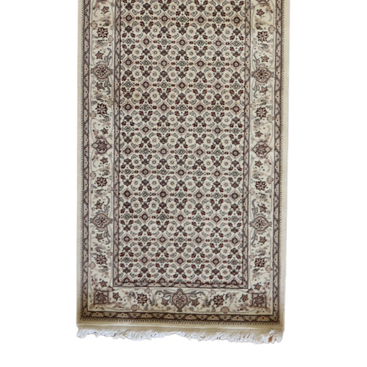 2' 7" x 12' 0" IVORY AND IVORY TABRIZ FISH DESIGN CHINESE RUG