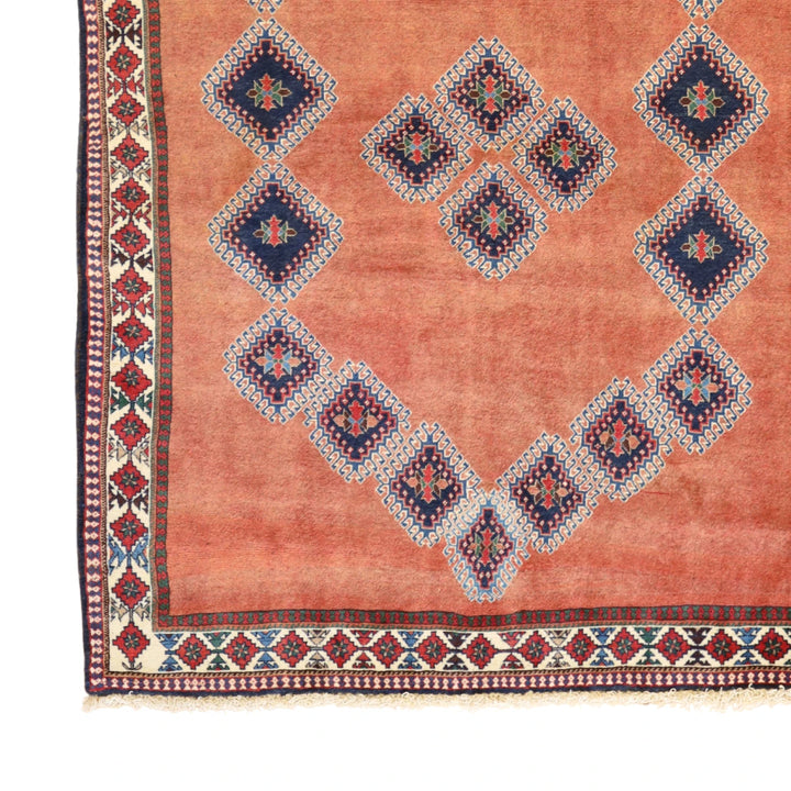 4'9" x 6'6" RED AND RUST YALAMEH GEOMETRIC PERSIAN RUG