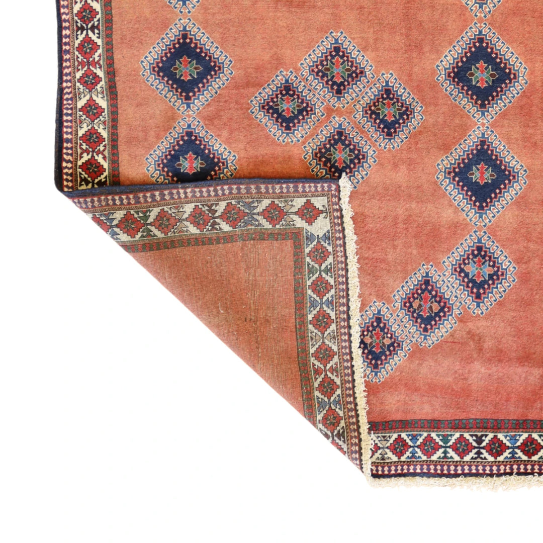 4'9" x 6'6" RED AND RUST YALAMEH GEOMETRIC PERSIAN RUG