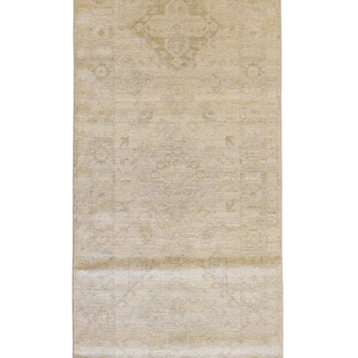 2' 10" x 11' 6" BEIGE AND BEIGE PESHAWAR GEOMETRIC PAKISTANI RUG
