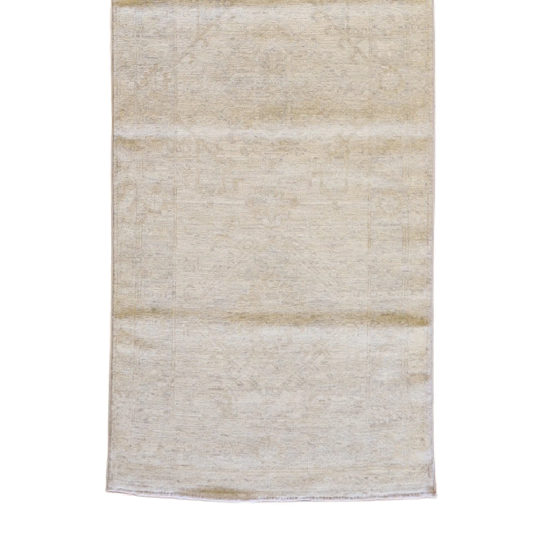 2' 10" x 11' 6" BEIGE AND BEIGE PESHAWAR GEOMETRIC PAKISTANI RUG