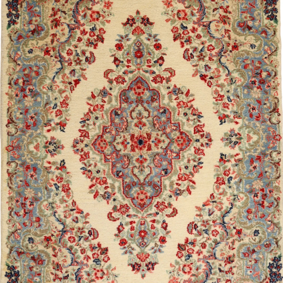 4'2" x 6'4" GOLD AND RED KERMAN SEMIANTIQUE PERSIAN RUG