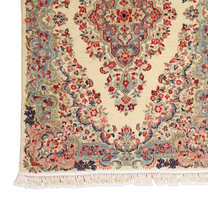 4'2" x 6'4" GOLD AND RED KERMAN SEMIANTIQUE PERSIAN RUG