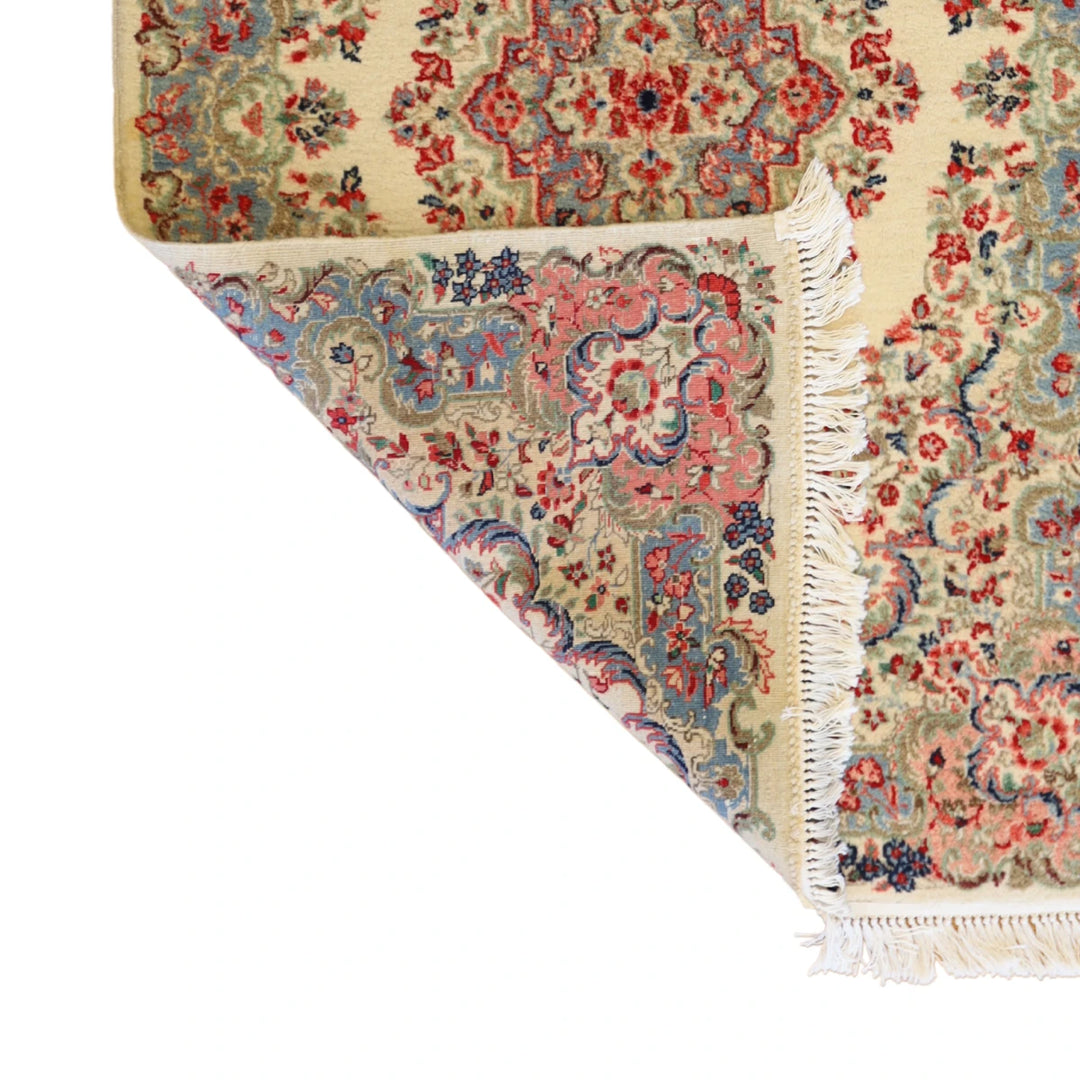 4'2" x 6'4" GOLD AND RED KERMAN SEMIANTIQUE PERSIAN RUG