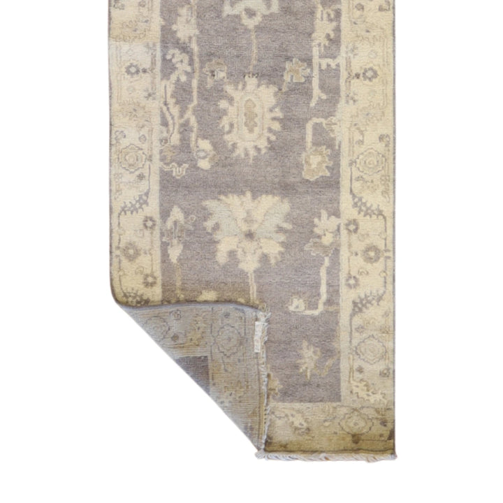 2' 7" x 10' 0" GRAY AND BEIGE OUSHAK GEOMETRIC INDIAN RUG