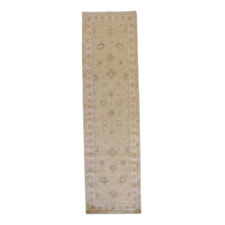 2'8" x 9'7" YELLOW AND IVORY PESHAWAR FLORAL PAKISTANI RUG
