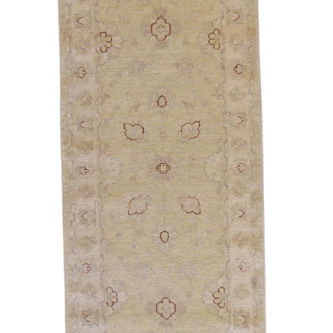 2'8" x 9'7" YELLOW AND IVORY PESHAWAR FLORAL PAKISTANI RUG