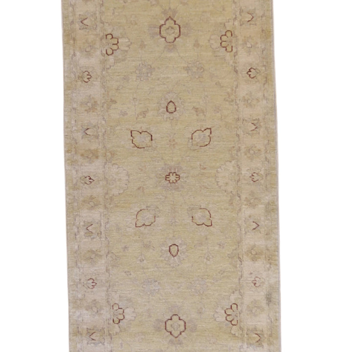 2'8" x 9'7" YELLOW AND IVORY PESHAWAR FLORAL PAKISTANI RUG