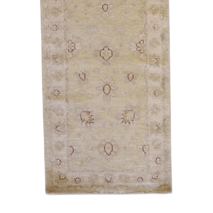 2'8" x 9'7" YELLOW AND IVORY PESHAWAR FLORAL PAKISTANI RUG