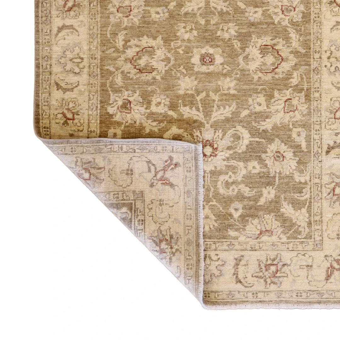 4'0" x 5'6" TAUPE AND BEIGE PESHAWAR FLORAL PAKISTANI RUG