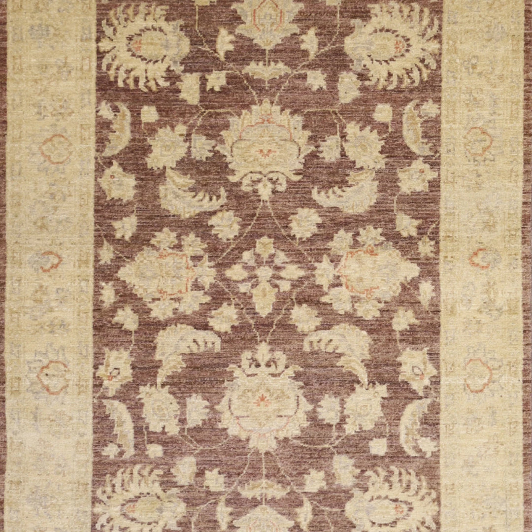 3'10" x 5'11" MAUVE AND BEIGE PESHAWAR FLORAL PAKISTANI RUG