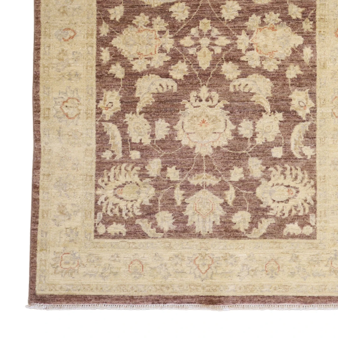 3'10" x 5'11" MAUVE AND BEIGE PESHAWAR FLORAL PAKISTANI RUG