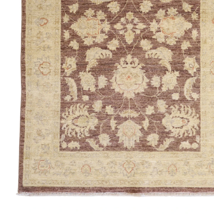 3'10" x 5'11" MAUVE AND BEIGE PESHAWAR FLORAL PAKISTANI RUG