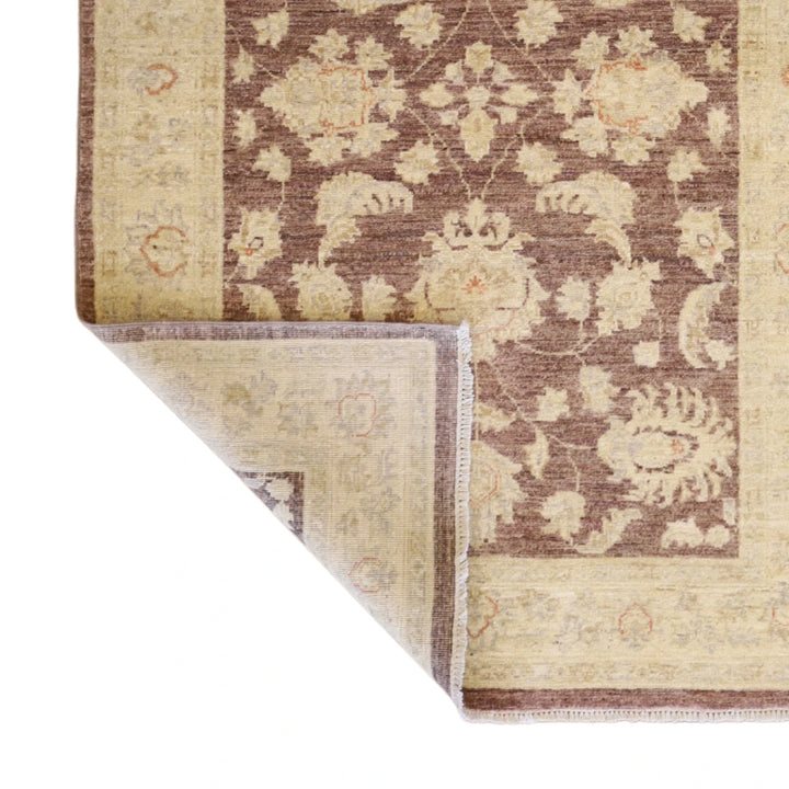 3'10" x 5'11" MAUVE AND BEIGE PESHAWAR FLORAL PAKISTANI RUG