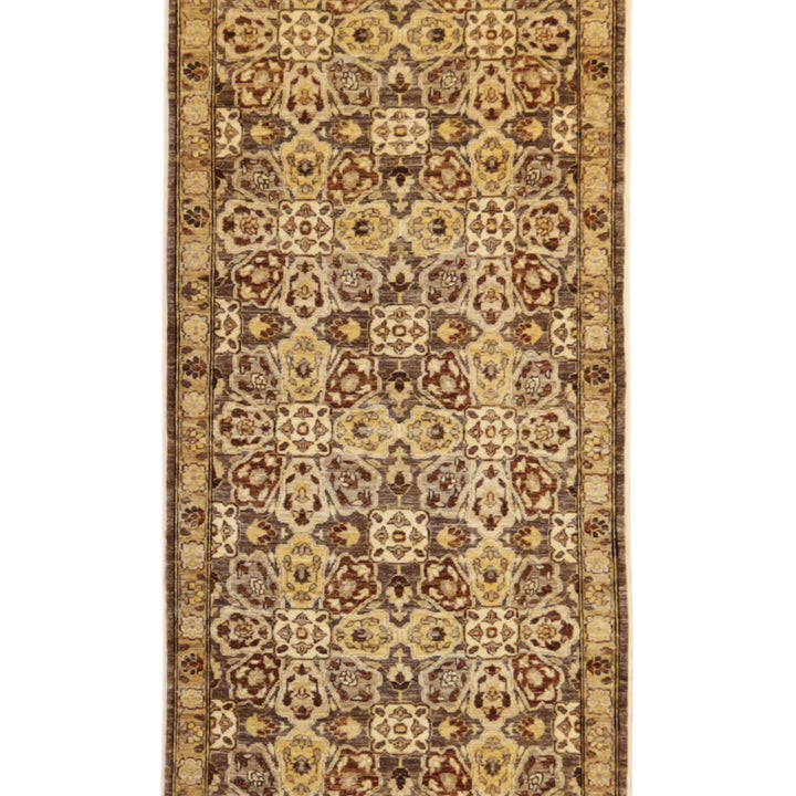 3' 2" x 15' 0" TAN AND GOLD PESHAWAR ALL-OVER PAKISTANI RUG