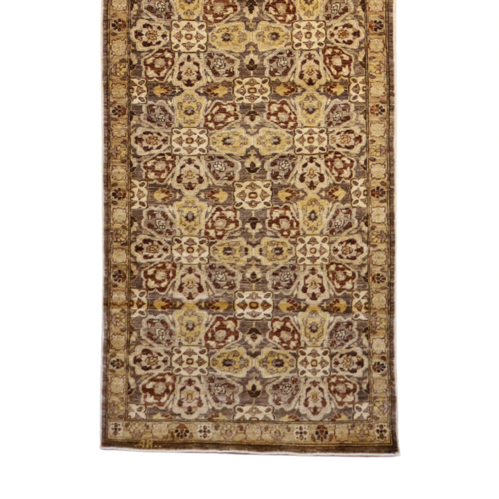 3' 2" x 15' 0" TAN AND GOLD PESHAWAR ALL-OVER PAKISTANI RUG